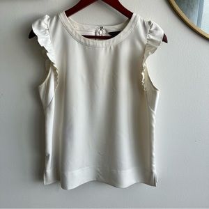 Ann Taylor White Ruffled Blouse